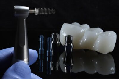 dental instruments and a fixed bridge