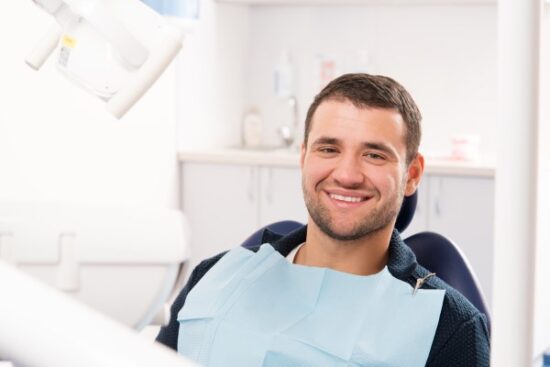 man preparing for a dental checkup