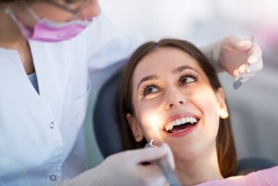 woman receiving a dental checkup