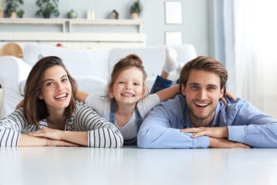 mother and father with their daughter