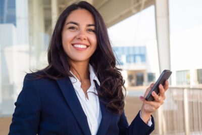 young woman with a phone in her hand